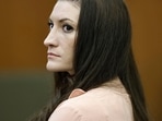 Defendant Lindsay Clancy watches the jury as Judge William Sullivan addresses them at the start of the day in court during the Lindsay Clancy murder trial in Plymouth Superior Court, Plymouth, Mass., on Tuesday, Aug. 25, 2026. (Greg Derr/The Patriot Ledger via AP, Pool)(Greg Derr/Pool The Patriot Ledge)