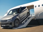 The Range Rover Sport EV glides over obstacles; it can even climb stairs.