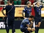 Uruguay players after their loss to Spain at the Guadalajara Stadium in the 2026 FIFA World Cup. (AFP)