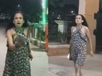 In a viral video, the woman is seen hurling abuses, making derogatory remarks and repeatedly threatening the security guards.