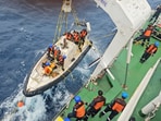 The Panama-flagged vessel left Paradip on August 20.(Indian Coast Guard)