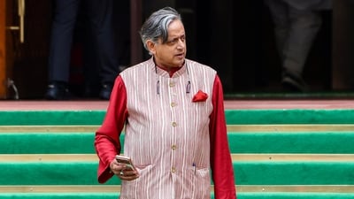 Congress MP Shashi Tharoor leaves after attending the Monsoon Session of Parliament, in New Delhi. (ANI) Congress MP Shashi Tharoor leaves after attending the Monsoon Session of Parliament, in New Delhi. (ANI)