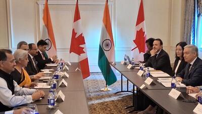 India’s Finance Minister Nirmala Sitharaman with her Canadian counterpart Francois-Philippe Champagne as they began the inaugural Economic and Financial Dialogue between the two countries in Toronto on Thursday. (HT photo)