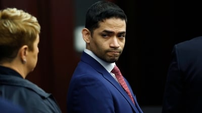 Mario Fernandez Saldana reacts after the guilty verdict in his trial at the Duval County Courthouse in Jacksonville, Fla., on Wednesday, Aug. 26, 2026. (Corey Perrine/The Florida Times-Union via AP, Pool) (Corey Perrine/Pool The Florida T) Mario Fernandez Saldana reacts after the guilty verdict in his trial at the Duval County Courthouse in Jacksonville, Fla., on Wednesday, Aug. 26, 2026. (Corey Perrine/The Florida Times-Union via AP, Pool) (Corey Perrine/Pool The Florida T)