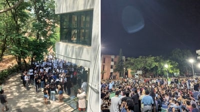 Students protesting at NLSIU Bengaluru. (NLSIU Bengaluru student)