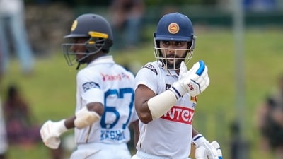 Sonal Dinusha, who remained unbeaten on a superb 133, shared a crucial century stand with Keshara Nuwantha (46) as Sri Lanka mounted a remarkable fightback. The hosts began the final day just 16 runs ahead with only four wickets remaining. (PTI) Sonal Dinusha, who remained unbeaten on a superb 133, shared a crucial century stand with Keshara Nuwantha (46) as Sri Lanka mounted a remarkable fightback. The hosts began the final day just 16 runs ahead with only four wickets remaining. (PTI)
