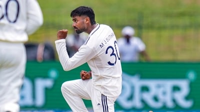 Manav Suthar was India’s standout bowler, finishing with figures of 3/121 from 41 overs. (PTI) Manav Suthar was India’s standout bowler, finishing with figures of 3/121 from 41 overs. (PTI)