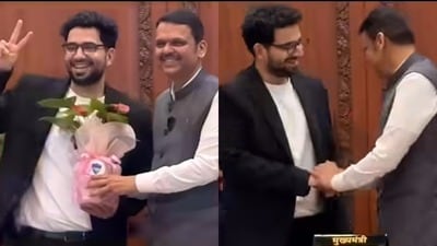 মহারাষ্ট্রের মুখ্যমন্ত্রী দেবেন্দ্র ফড়নবীশের সঙ্গে সময় রায়না। মহারাষ্ট্রের মুখ্যমন্ত্রী দেবেন্দ্র ফড়নবীশের সঙ্গে সময় রায়না।