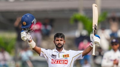Sonal Dinusha hit his second century of the match to help Sri Lanka salvage a draw after being asked to follow on in the second Test against India. (PTI) Sonal Dinusha hit his second century of the match to help Sri Lanka salvage a draw after being asked to follow on in the second Test against India. (PTI)
