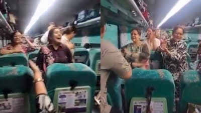 Train passengers celebrate mahila sangeet. (X/@SiddharthKG7)