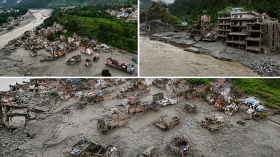 Vehicles were buried, while debris was left hanging from trees and wires. (Agencies) Vehicles were buried, while debris was left hanging from trees and wires. (Agencies)