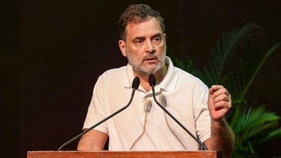 LoP in the Lok Sabha and Congress MP Rahul Gandhi addresses 'Hara Bhara Swaraj: A Tribute to Rajiv Gandhi's Vision' on the birth anniversary of former prime minister Rajiv Gandhi, at Jawahar Bhawan, in New Delhi. (X via @INCIndia/PI) LoP in the Lok Sabha and Congress MP Rahul Gandhi addresses 'Hara Bhara Swaraj: A Tribute to Rajiv Gandhi's Vision' on the birth anniversary of former prime minister Rajiv Gandhi, at Jawahar Bhawan, in New Delhi. (X via @INCIndia/PI)