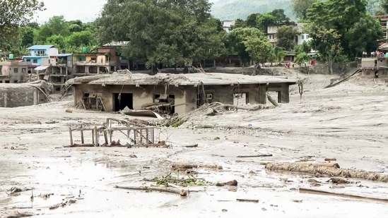 Bihar, UP news: Houses devastated in the Devighat residential area by mud-laden floodwaters following a flash flood caused by an outburst in the Bhotekoshi River in Nuwakot on Thursday. Bihar, UP news: Houses devastated in the Devighat residential area by mud-laden floodwaters following a flash flood caused by an outburst in the Bhotekoshi River in Nuwakot on Thursday.