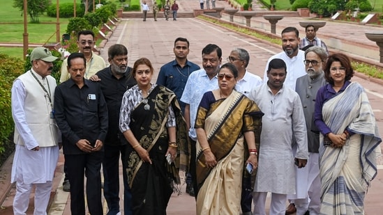 Rebel TMC MPs, led by Kakoli Ghosh Dastidar, at Rajghat.