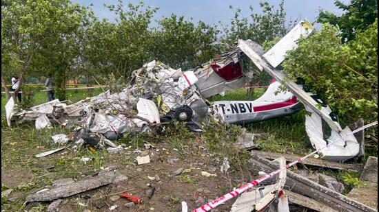 The aircraft took off from the training centre at around 11.30am and crashed 20 minutes later, while on its way back. (PTI)