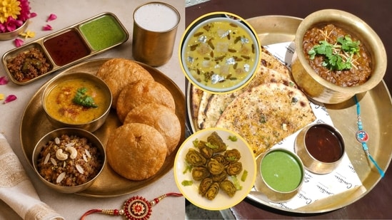 Matar and Pyaz Ki Kachori with Spicy Aloo Sabzi and Aate Gud Ka Halwa, Amritsari Chole, Sultani Custard Kheer and Patod