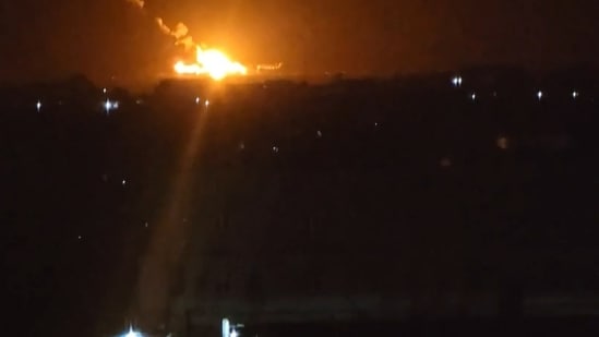 A Houthi attack on Yemen's Mokha port sparking an explosion and fire at the facility