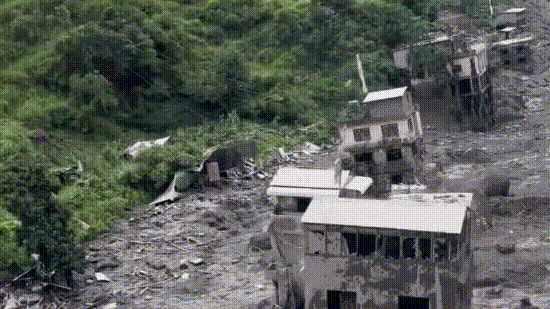 Aerial visuals from the rescue operation show villages covered in mud, with massive destruction left behind by the flooding.