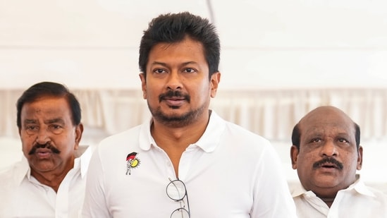 Tamil Nadu assembly LoP Udhayanidhi Stalin and party MLAs arrive for the state Assembly session, in Chennai, Tuesday