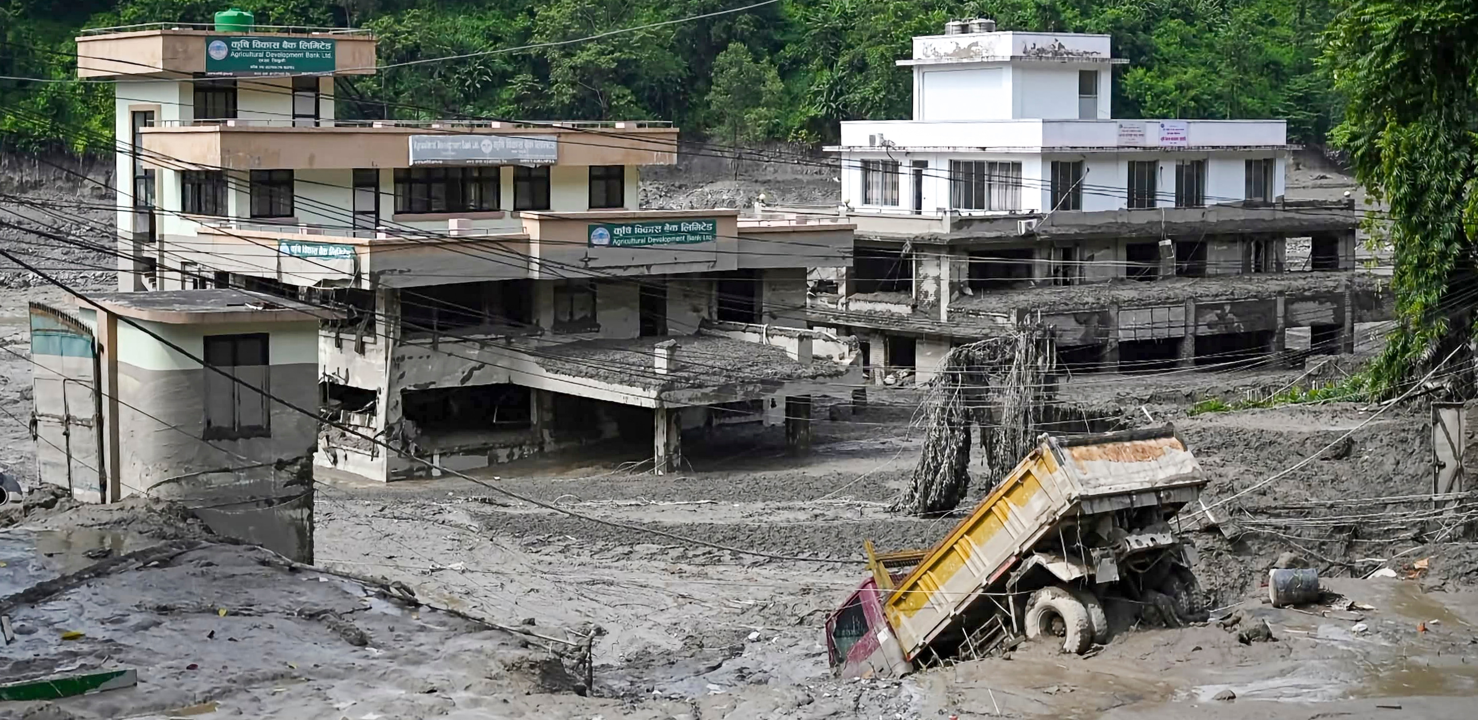 A view of flood affected Benighat area in Dhading district, Nepal.
