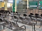 A deserted OPD of Ludhiana civil hospital on Thursday. (Gurpreet Singh//HT)