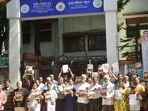 Around 1,000 students were enrolled in the school during the 2024-25 academic year before it was shut down, triggering protests from parents and students and demands for reopening the school (HT Photo)