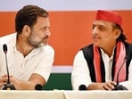 Congress leader Rahul Gandhi’s political makeover and SP chief Akhilesh Yadav’s organisational machinery on the ground are complementing each other. (HT file)
