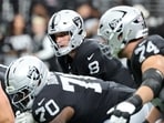 Kirk Cousins #8 of the Las Vegas Raiders warms up before a preseason game against the San Francisco 49ers at Allegiant Stadium.(Getty Images via AFP)
