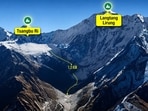 The Himalayan peaks where the glacier broke and dropped over a kilometre before snowballing into a devastating flood along the Nepal-Tibet border (Source: Google Earth/HT Graphic)