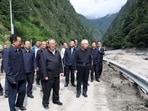Chinese Premier Li Qiang visits a mudslide-hit area in Gyirong county, Shigatse, Tibet Autonomous Region, China.(VIA REUTERS)