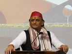 Samajwadi Party national president Akhilesh Yadav at a press conference in Lucknow on Thursday. (Deepak Gupta/HT Photo)