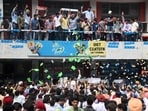 Students campaigning during students council election at UIET South Campus Sector 25 in Chandigarh on Thursday. (Keshav Singh/HT) Students campaigning during students council election at UIET South Campus Sector 25 in Chandigarh on Thursday. (Keshav Singh/HT)