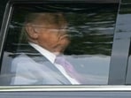 A photograph of US President Donald Trump leaving the White House with his eyes appearing to be closed has sparked a fresh wave of discussion about his health on social media.(AFP)