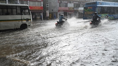 Waterlogging on a Delhi NCR road after heavy rain (Arvind Yadav/HT) Waterlogging on a Delhi NCR road after heavy rain (Arvind Yadav/HT)