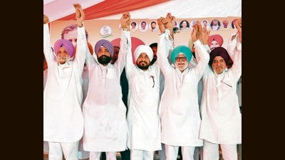 Former Punjab CM Charanjit Singh Channi (C), former deputy CM Sukhjinder Singh Randhawa (2-L), MLA Rana Gurjit Singh (C), Tripat Rajinder Singh Bajwa (2-R) and other leaders during rally at Baba Bakala on the occasion of the annual Rakhar Punia festival near, in Amritsar, on Friday, August 28, 2026. (HT Photo) Former Punjab CM Charanjit Singh Channi (C), former deputy CM Sukhjinder Singh Randhawa (2-L), MLA Rana Gurjit Singh (C), Tripat Rajinder Singh Bajwa (2-R) and other leaders during rally at Baba Bakala on the occasion of the annual Rakhar Punia festival near, in Amritsar, on Friday, August 28, 2026. (HT Photo)
