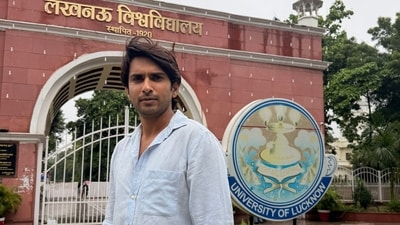 Anud Singh Dhaka at Lucknow University where the has shot thrice (Photo: Deep Saxena/HT)