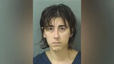 Alexa Rae Scharf, 29, is accused of aggravated assault after driving into a police checkpoint and crashing at a nearby estate. (Palm Beach County Jail)