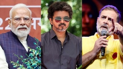 Tamil Nadu CM Vijay finds a place next to veterans, Prime Minister Narendra Modi and Congress leader Rahul Gandhi. (Agencies) Tamil Nadu CM Vijay finds a place next to veterans, Prime Minister Narendra Modi and Congress leader Rahul Gandhi. (Agencies)