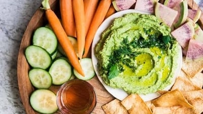 This homemade green pea hummus takes just a few minutes to make, tastes so much better, and packs 12-13 grams of protein. (Pinterest) This homemade green pea hummus takes just a few minutes to make, tastes so much better, and packs 12-13 grams of protein. (Pinterest)