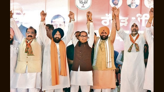 “During the 12-year tenure of the Modi government, approximately ₹8.20 lakh crore had been released for the procurement of wheat and paddy from Punjab farmers at MSP.” (Sameer Sehgal/HT)