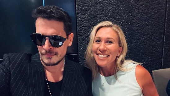 Photo of Milo Yiannopoulos (L) and US Rep. Marjorie Taylor Greene (R) shared by Laura Loomer.