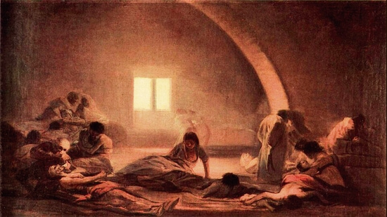 The Plague Hospital (1808-1810) by the Spanish artist Francisco Goya. One of the things that startled Bauer, she says, was how people, even in Ancient Rome, reacted with outrage to government strictures during epidemics. Doctors were attacked, and pandemic facilities accused of being slaughterhouses of the poor. (Wikimedia Commons)