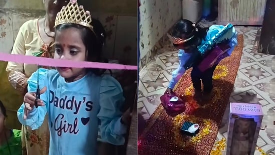 Little girl walks through trail of birthday gifts at home, video melts hearts