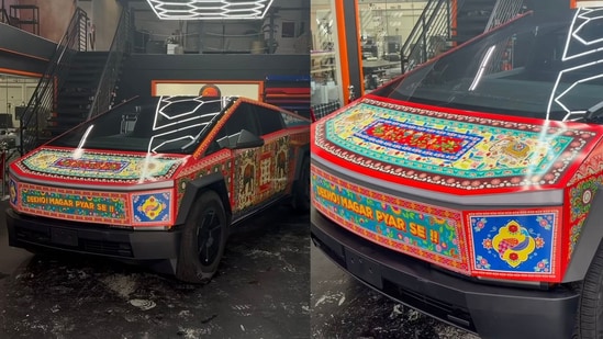 Tesla Cybertruck gets colourful Indian makeover in US: ‘Dekho, magar pyaar se’