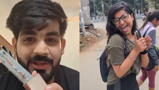 A brother turned Raksha Bandhan special by flying to Bengaluru and surprising his sister with an unexpected visit.(Instagram/eatwithsiddharth)