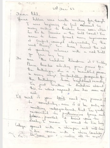 A letter from Nissem Ezekiel A letter from Nissem Ezekiel