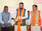 Bihar Chief Minister Samrat Choudhary with Education Minister Mithilesh Tiwari 