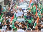 Congress MP Rahul Gandhi with Bihar LoP Tejashwi Yadav and party workers