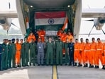 In this image posted on Aug. 29, 2026, an Indian Air Force C-130 aircraft departed with 10 tonnes of essential relief supplies, including medicines and food items, to support those affected by the Nepal flash flood.
