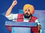 Punjab chief minister Bhagwant Mann during a rally at Rayia, in Amritsar, on Friday. (HT Photo)